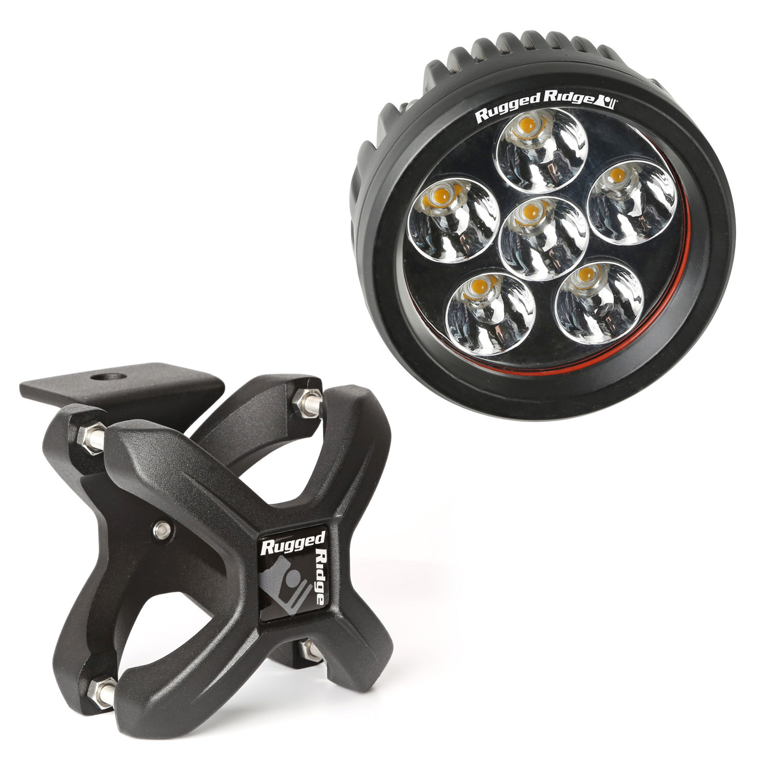Light Kit, X-Clamp/Round LED, Small, Textured Black, 2 Piece