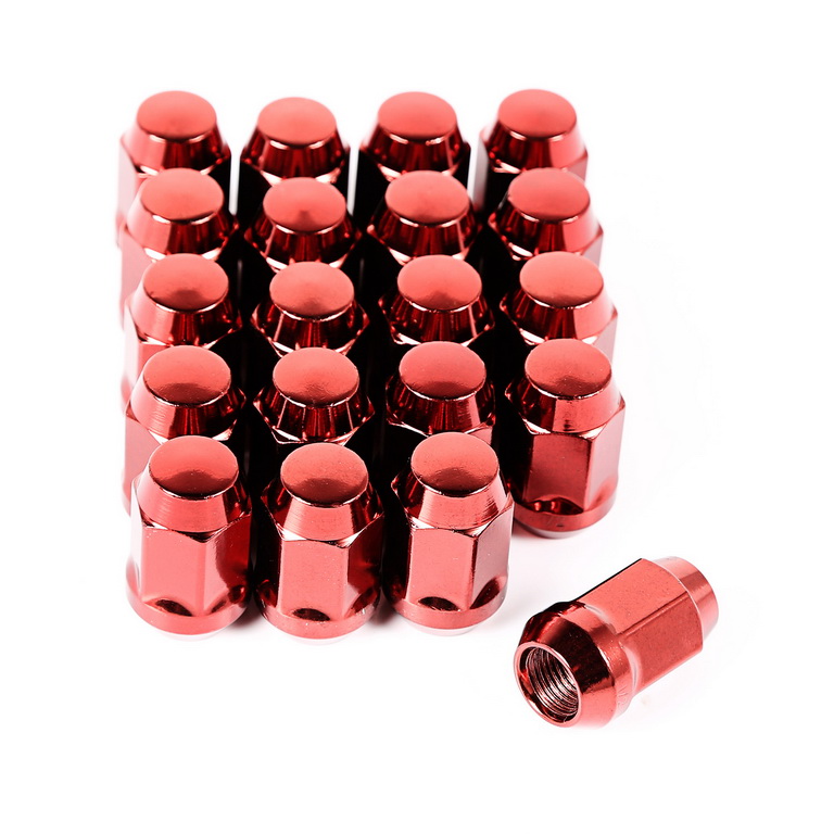 Wheel Lug Nut, Set of 20, 1/2-20, Red - 1