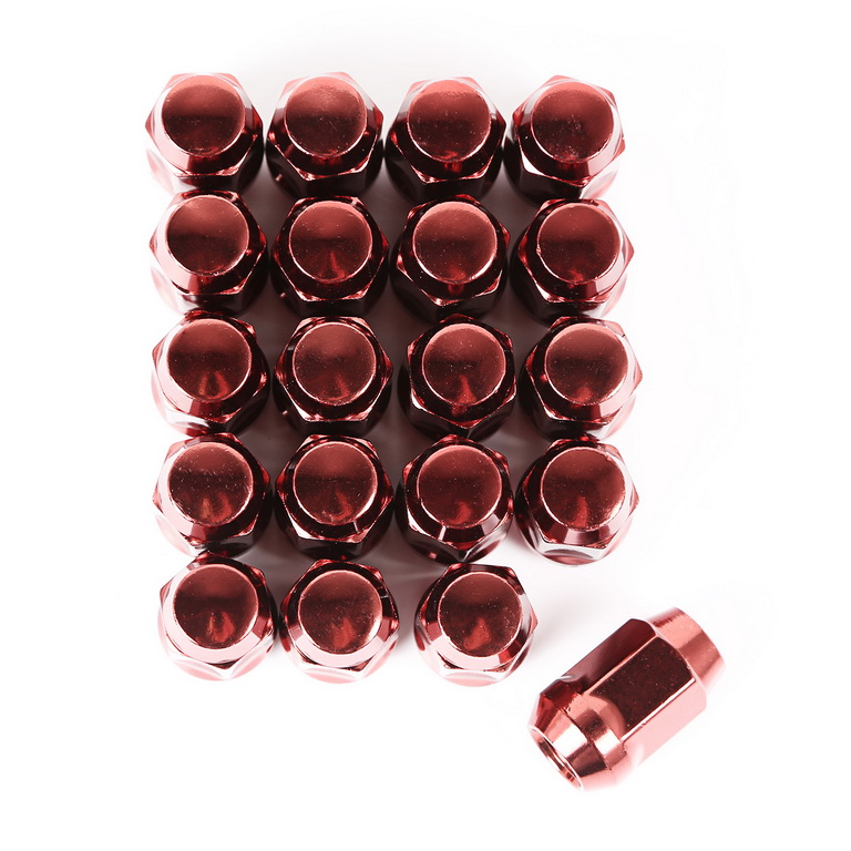 Wheel Lug Nut, Set of 20, 1/2-20, Red - 2