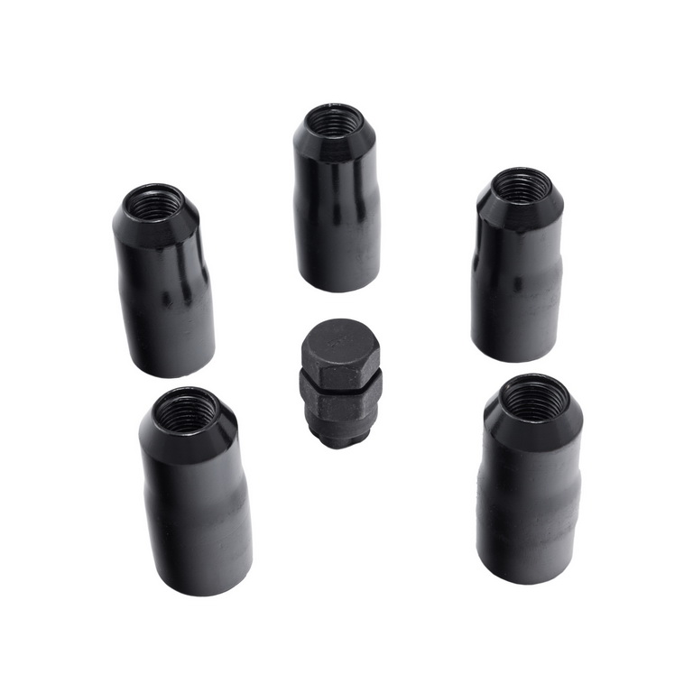 Wheel Lock Nut Set, 5 Nuts w/Key, Black, M14-1.5 - 1