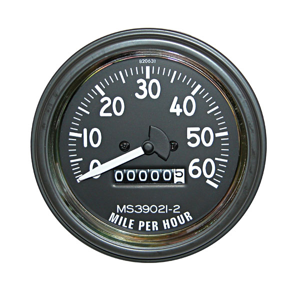 Speedometer Gauge, 0-60 MPH; 46-58 Willys CJ2A/CJ3A/CJ3B