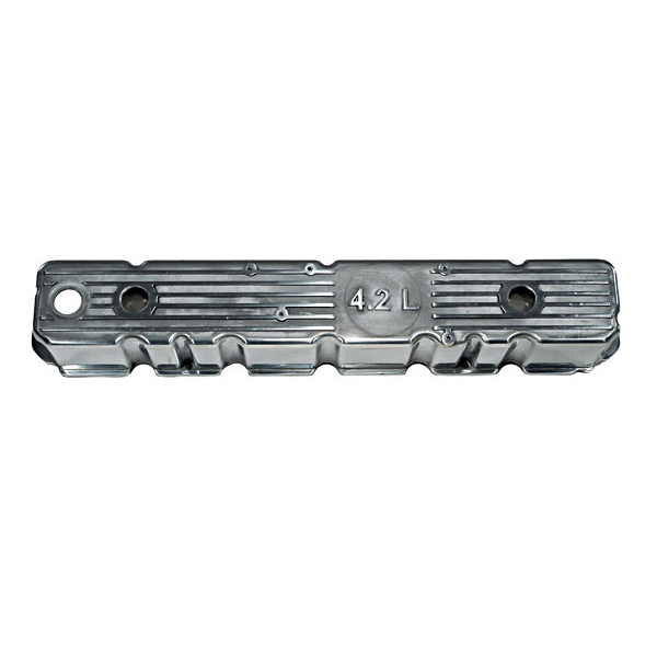 Engine Valve Cover, Polished Aluminum; 81-87 Jeep CJ/Wrangler YJ - 1