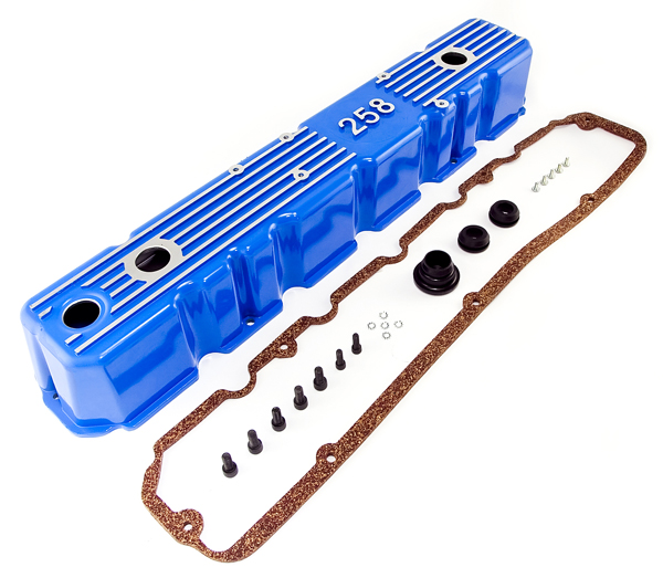 Engine Valve Cover, Blue, Aluminum; 81-87 Jeep CJ/Wrangler YJ - 1