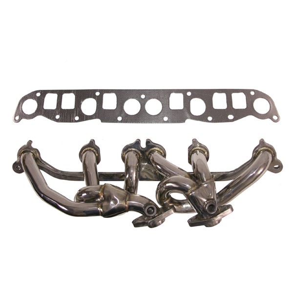 Exhaust Header, Polished Stainless Steel; 00-06 Jeep Wrangler TJ, 4.0L