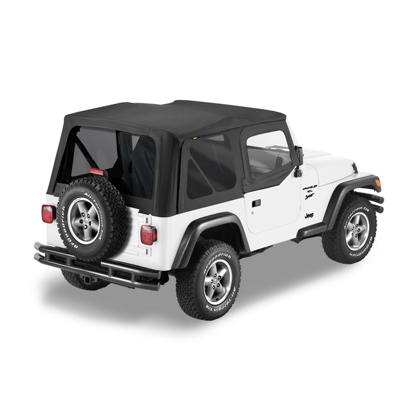Plandeka PREMIUM z płótna Sailcloth Replace-A-Top przyciemniane okna/poszycie drzwi Czarny 97-02 Jeep Wrangler - 1