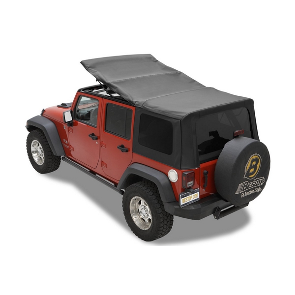Plandeka PREMIUM z płótna Sailcloth Replace-A-Top przyciemniane okna Czarny Diamond 07-09 Jeep 4 drzwiowy JK - 1