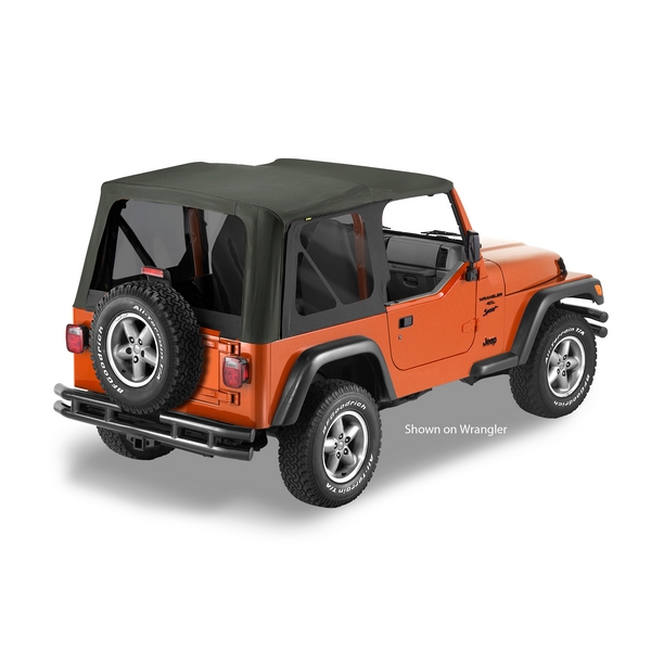 Plandeka PREMIUM z płótna Sailcloth Replace-A-Top przyciemniane okna Czarny Diamond 04-06 Jeep LJ Wrangler - 1