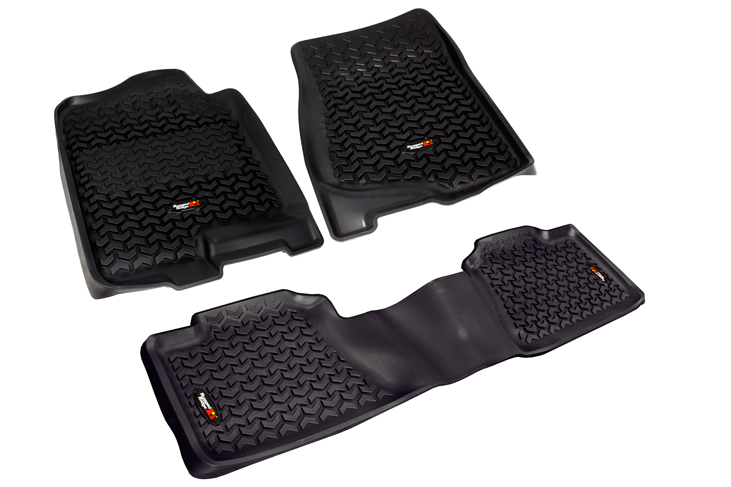 Floor Liner, Front/Rear; Black, 2007-2013 Chevrolet / GMC Silverado / Sierra Crew Cab 