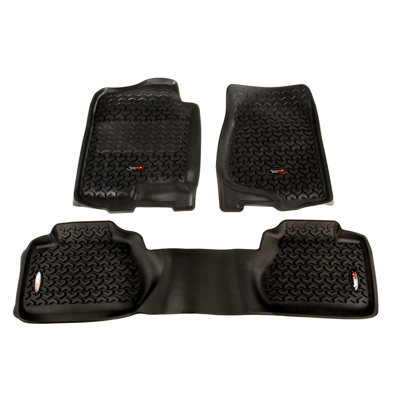 Floor Liner, Front/Rear; Black, 2007-2011 Chevrolet / GMC Silverado / Sierra Extended Cab  - 1
