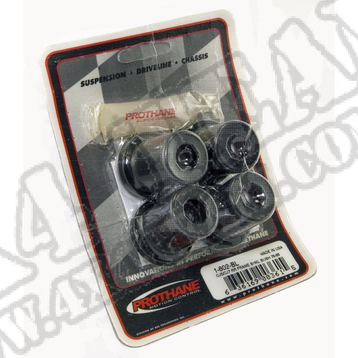 Suspension Leaf Spring Shackle Bushing Kit, Rear, Black; 76-81 CJ5/CJ7