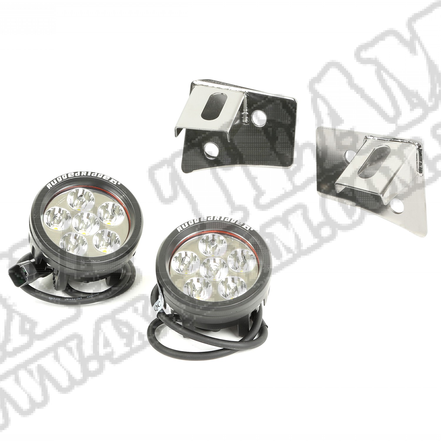 Zestaw lamp okrągłych LED z mocowaniami, stal n., 07-15 Jeep Wrangler 