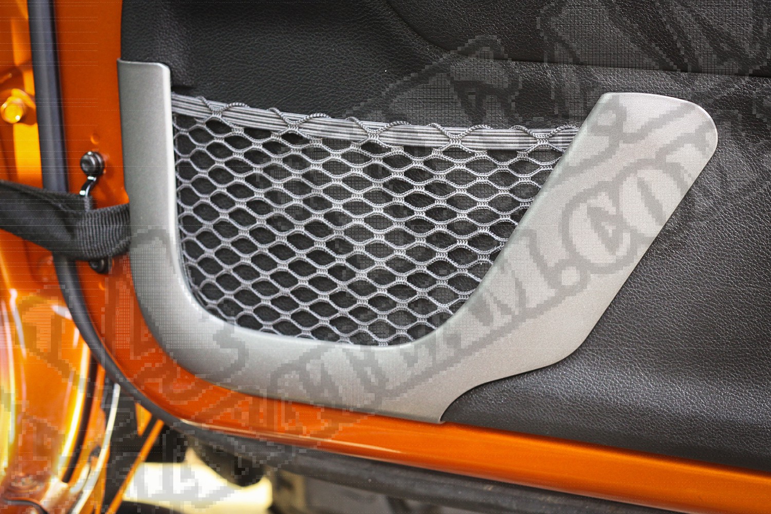 Ozdoba schowka drzwiowego z siatki, srebrna, 11-15 Jeep Wrangler JK