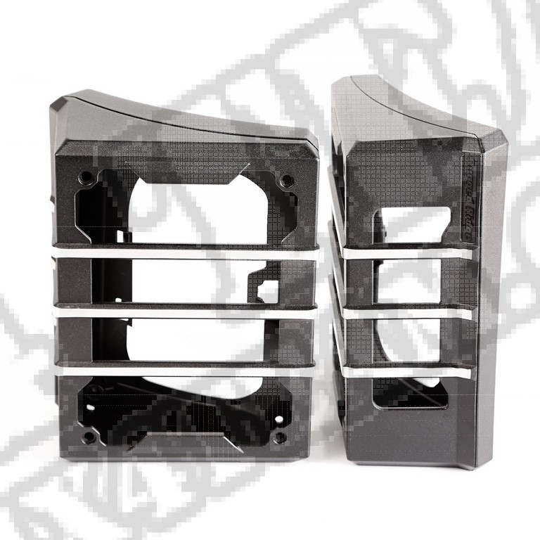 Osłony Elite lamp tylnych, czarny szczotkowany; 07-17 Jeep JK/JKU