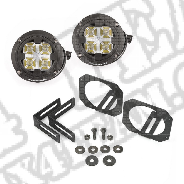 Para LED okrągłe Dual 3,5" Hi/Lo Off-Road z mocowaniami; 07-17 JK/JKU