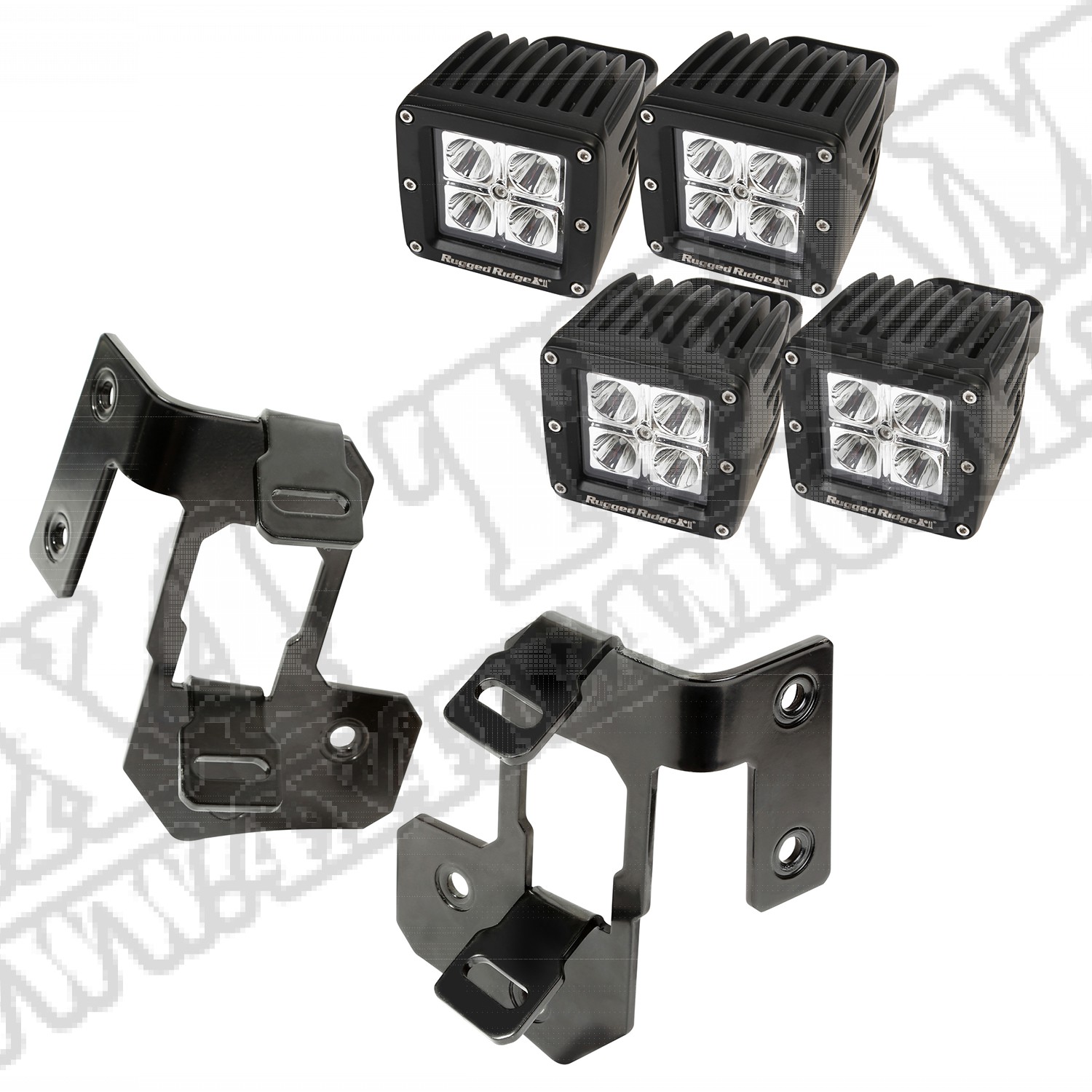 Mocowanie lampy, zestaw z kw. LED, półmat czarny, 07-15 Jeep Wrangler