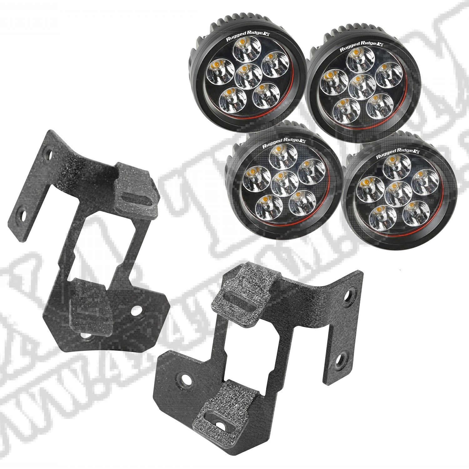 Mocowanie lampy, zestaw z okr. LED, tekst. czarny, 07-15 Jeep Wrangler