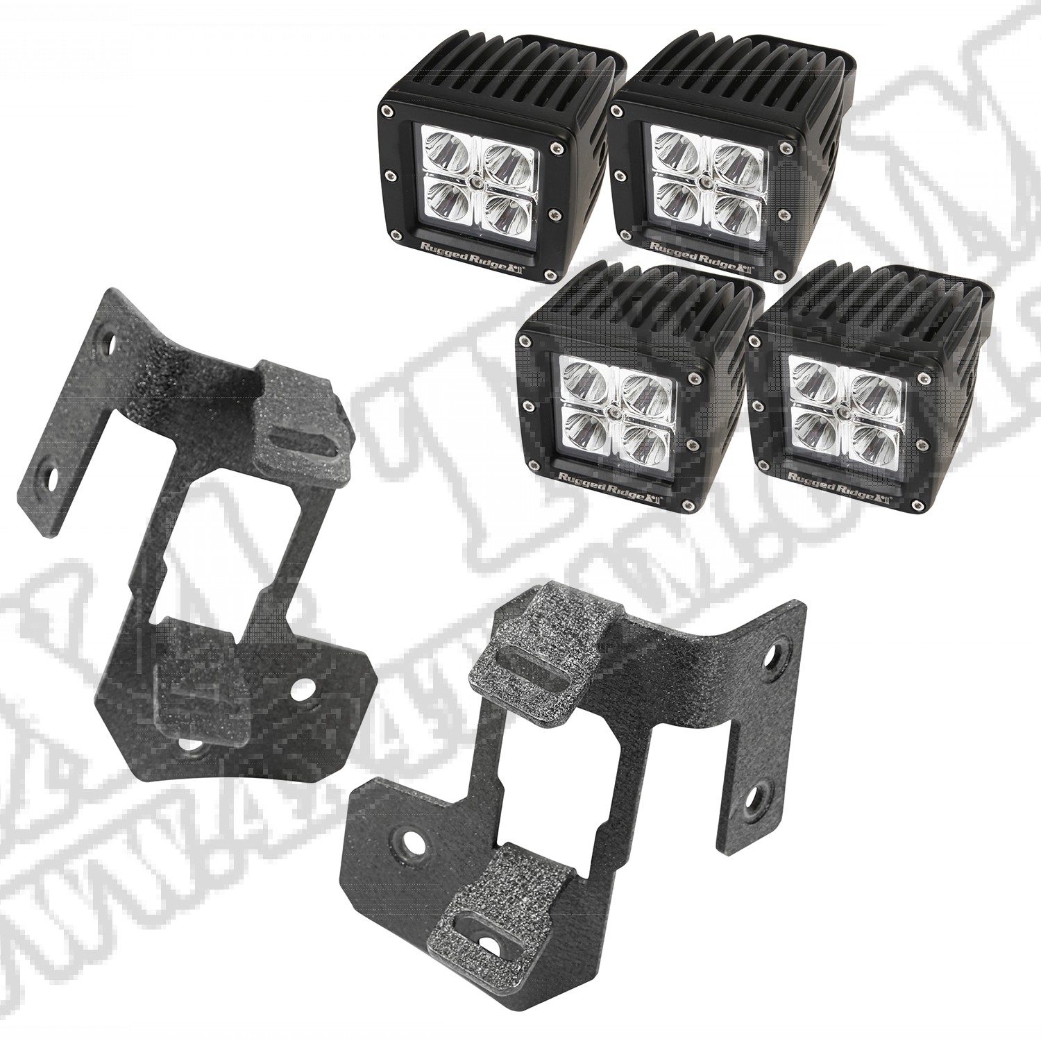 Mocowanie lampy, zestaw z kw. LED, tekst. czarny, 07-15 Jeep Wrangler