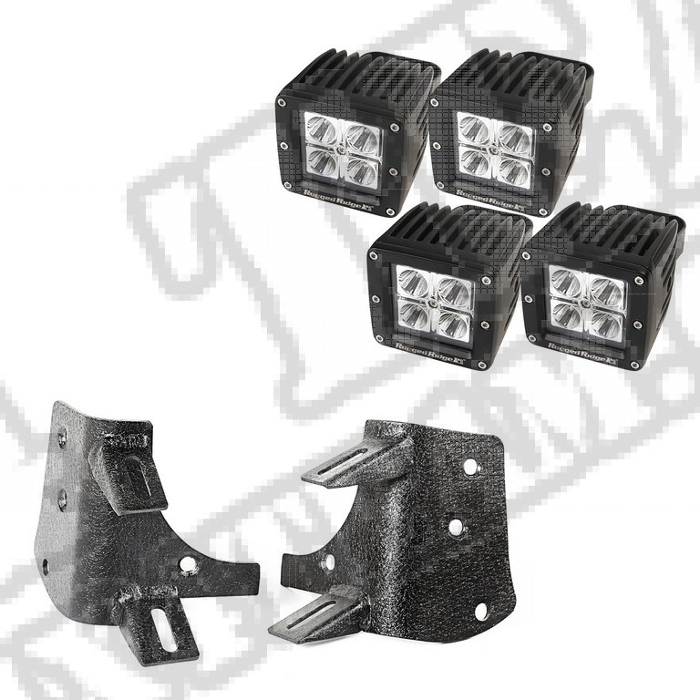 Zestaw podwójnego oświetlenia LED słupka A, 3" kwadratowe lampy; 97-06 Wrangler TJ/LJ