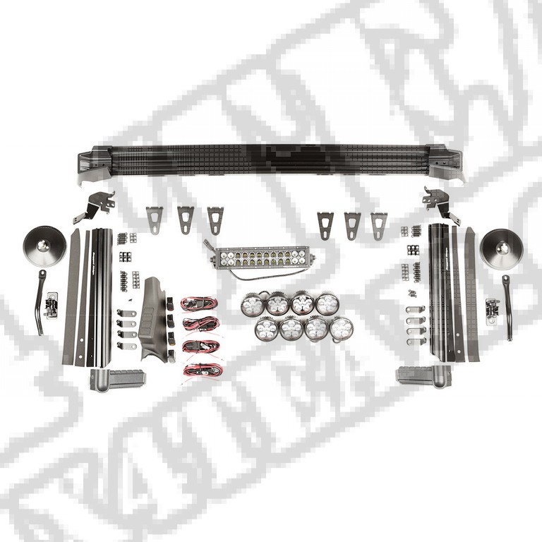 Zestaw oświetlenia dodatkowego LED ELITE Fast Track 1 panel, 8 lamp LED, lusterka; 07-17 Jeep Wrangler JK