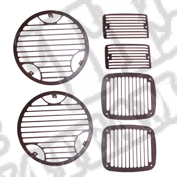 Osłony oświetlenia, czarne, 97-06 Jeep Wrangler 