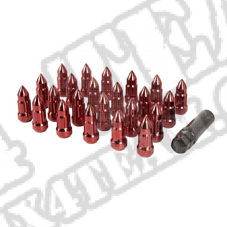 Zestaw czerwonych nakrętek kół "Pocisk", 23szt, 87-17 Jeep YJ/TJ/JK/ZJ/WJ/XJ/KK