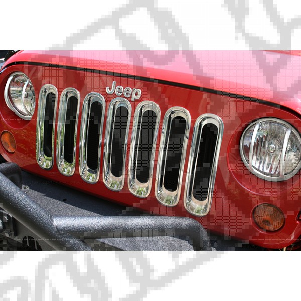 Wkładki atrapy, chrom, 07-15 Jeep Wrangler 
