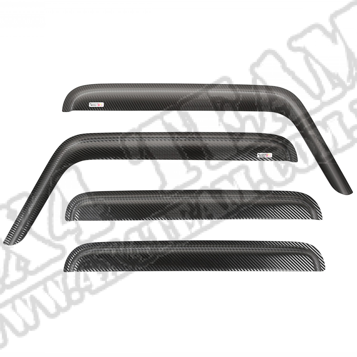 Owiewki okien, wykończenie Carbon; 07-16 Wrangler JK, 4 Drzwiowy