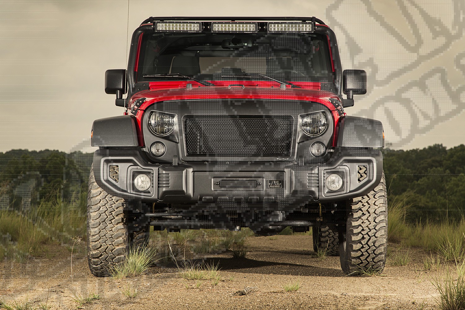 Przedni zderzak Spartacus, czarna satyna, 07-15 Jeep Wrangler