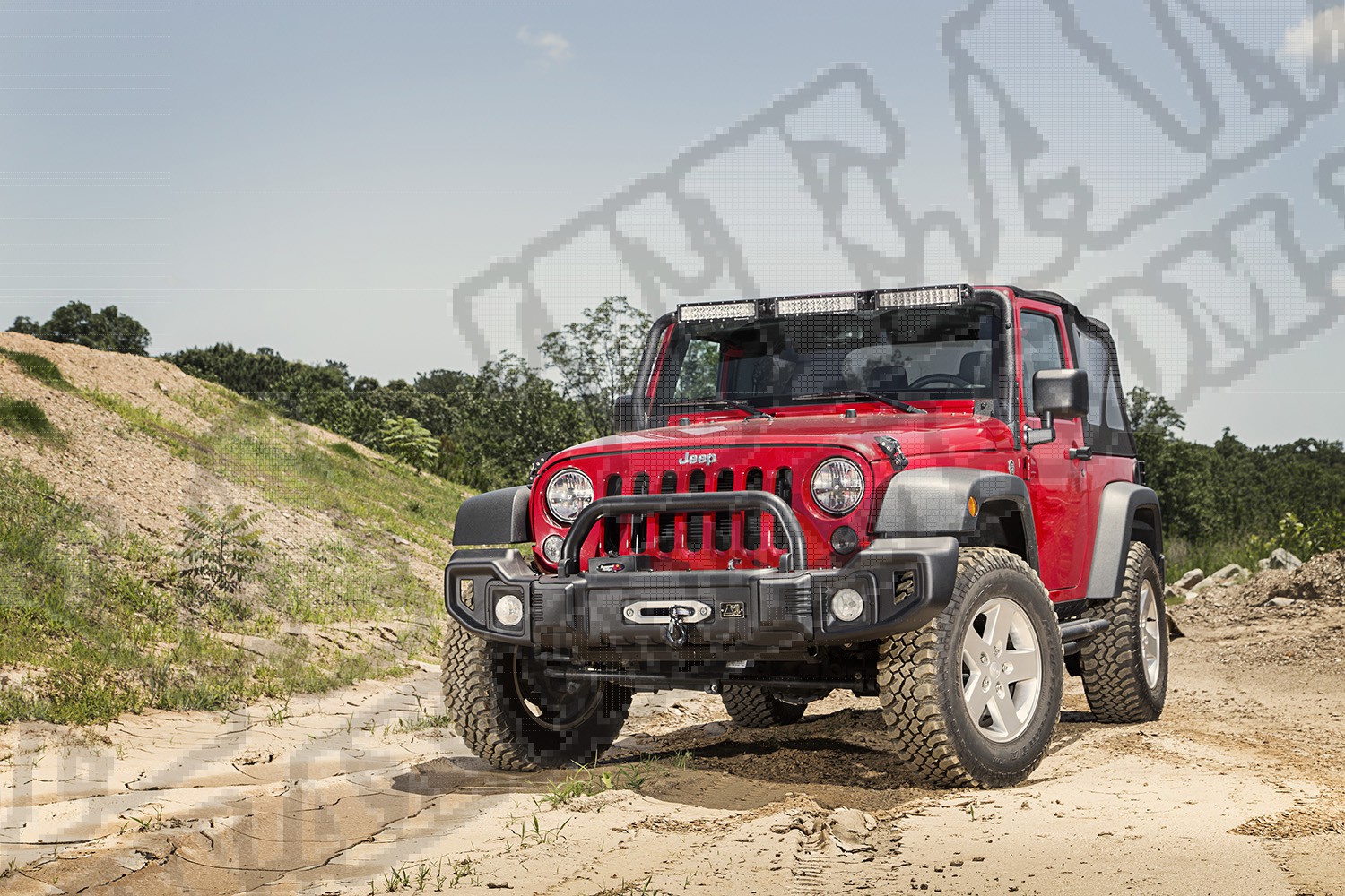 Zestaw przedniego zderzaka Spartacus, czarna satyna, 07-15 Jeep Wrangler