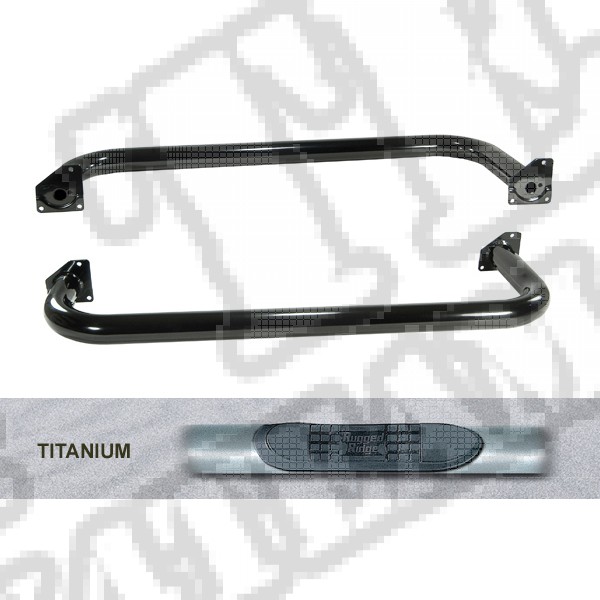 3-Inch Round Tube Side Steps, Titanium, 87-95 Jeep Wrangler (YJ) 