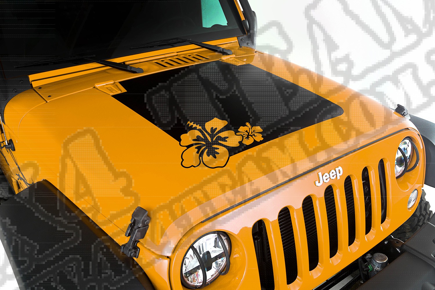 Kalkomania na maskę, Hibiscus, 07-15 Jeep Wrangler