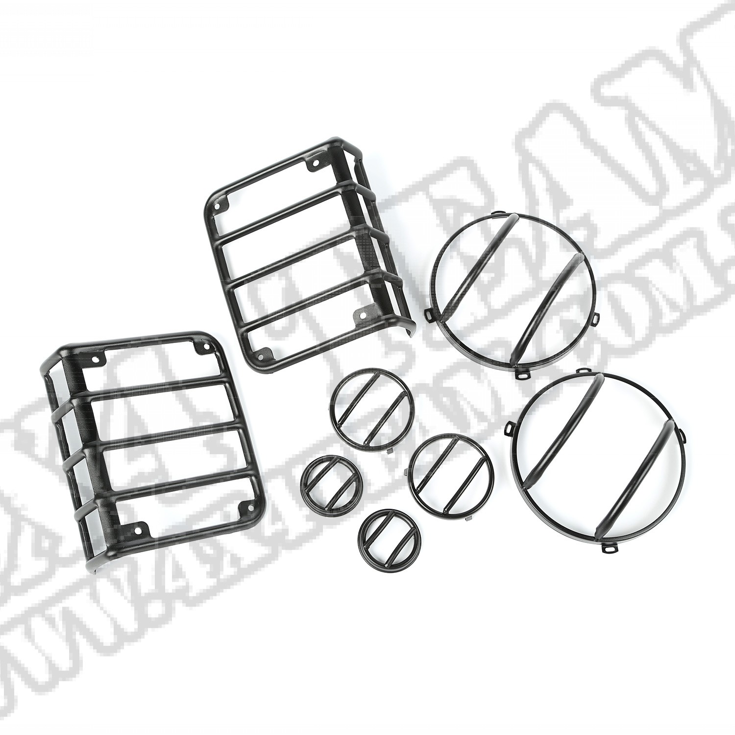 Osłony EURO, 8 el. zestaw, czarna tekstura, 07-15 Jeep Wrangler