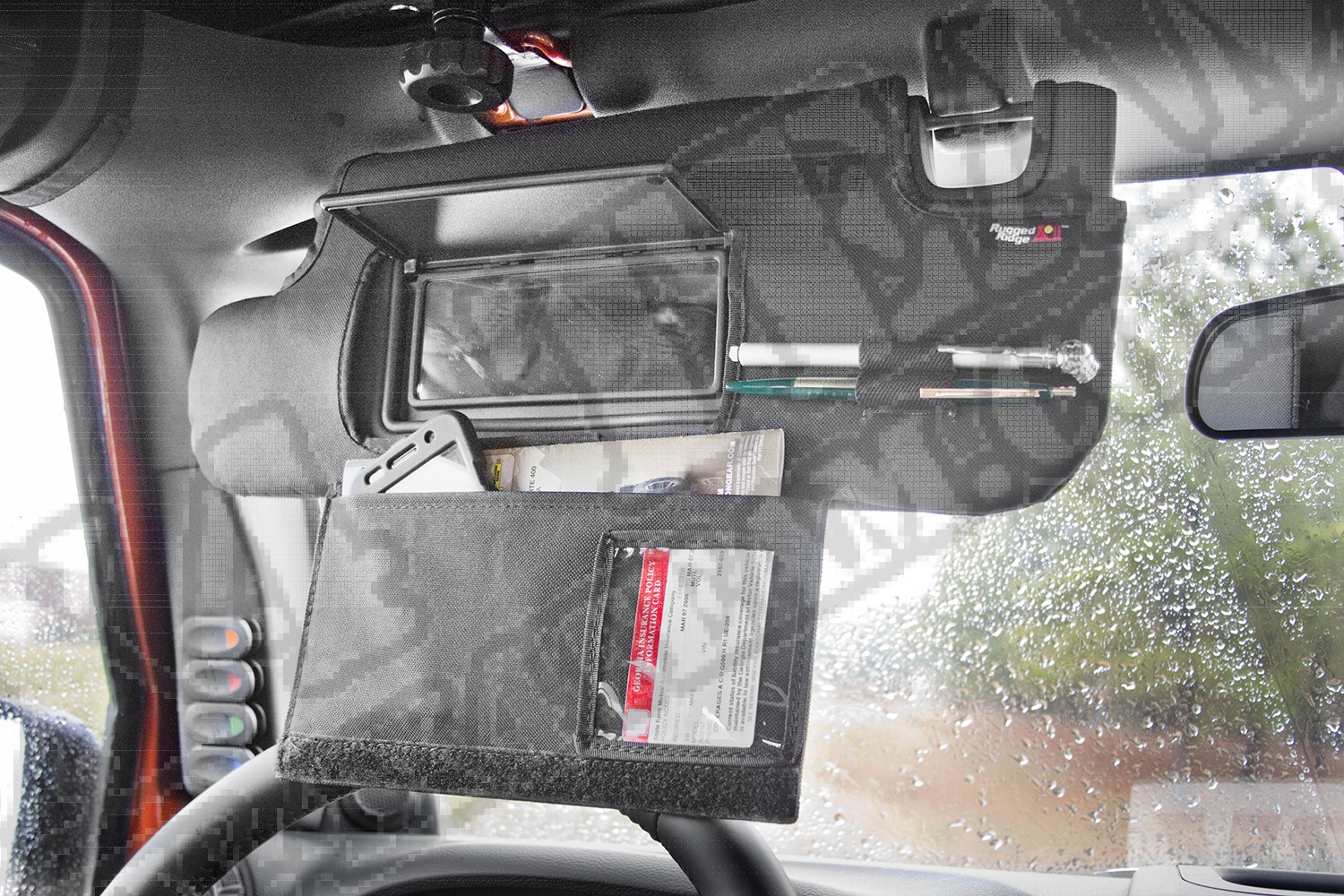 Organizery osłon przeciwsłonecznych, czarne, 10-15 Jeep Wrangler JK