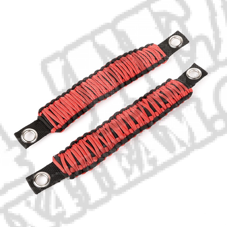 Czerwone uchwyty Paracord na słupek A, 07-17 Jeep Wrangler JK 