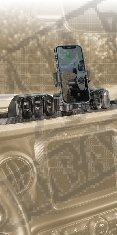 Panel mocujący do telefonu z włacznikami 2018-Current Jeep Wrangler JL/JLU/Gladiator