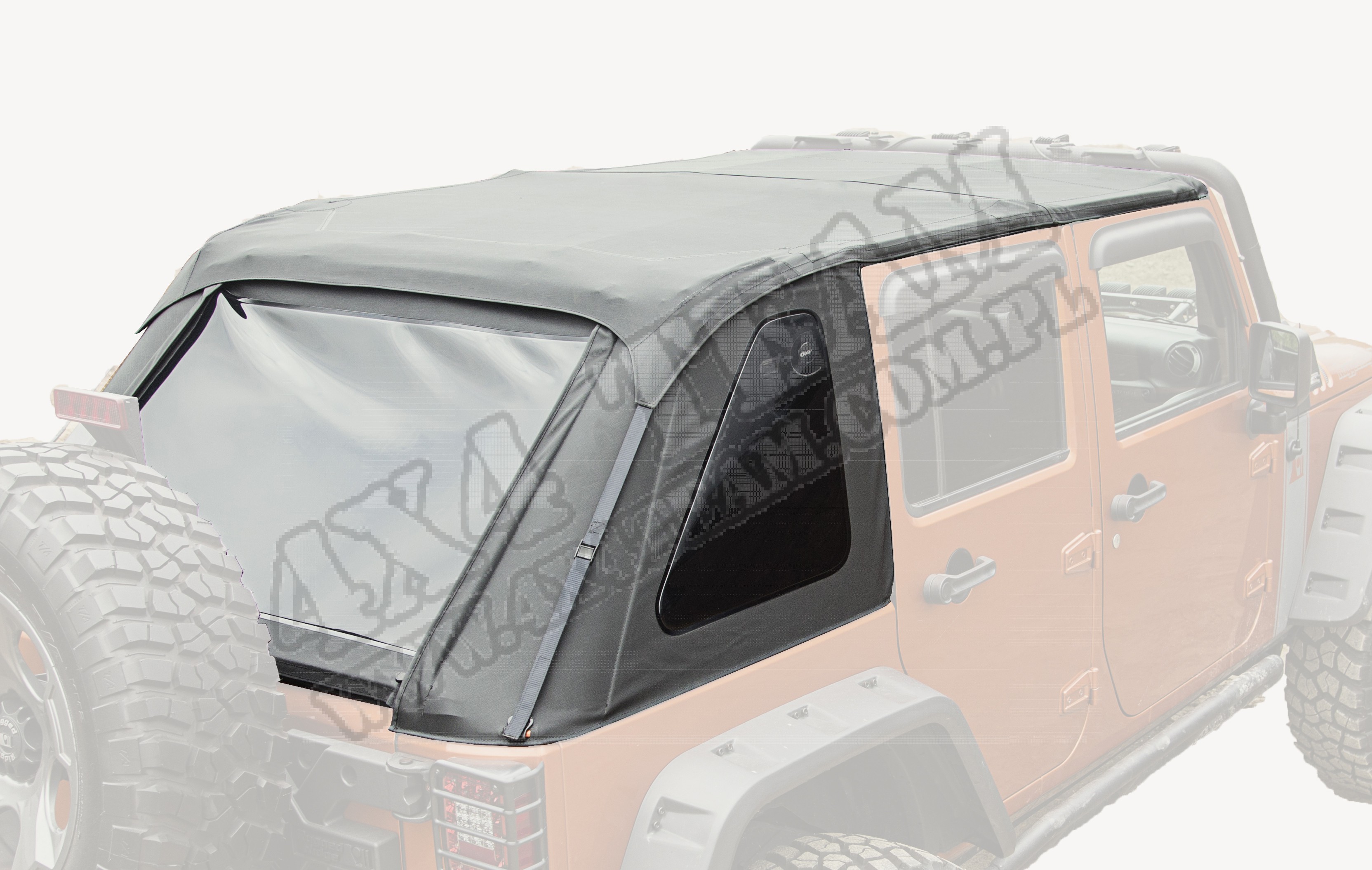 Plandeka bezstelażowa Bowless Top, Black Diamond; 07-15 Jeep Wrangler Unlimited JK, 4-drzwi
