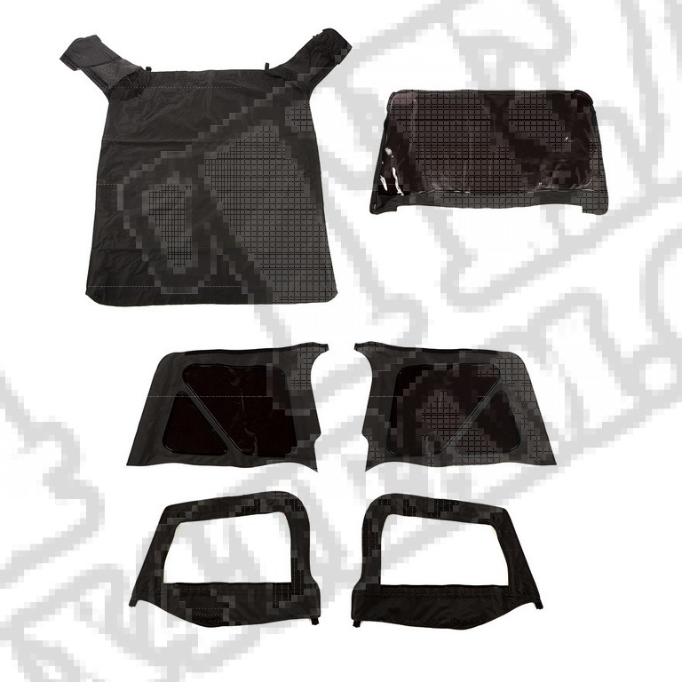 Poszycie plandeki Montana Top, Black Diamond, z drzwiami, przyciemniane okna; 97-06 Jeep Wrangler TJ