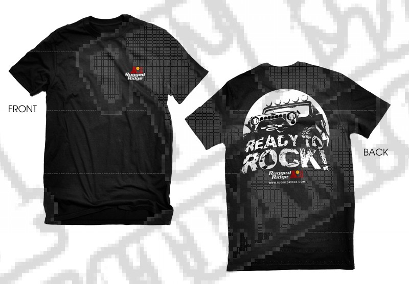 Koszulka Rugged Ridge ze sloganem "Ready to Rock" czarna