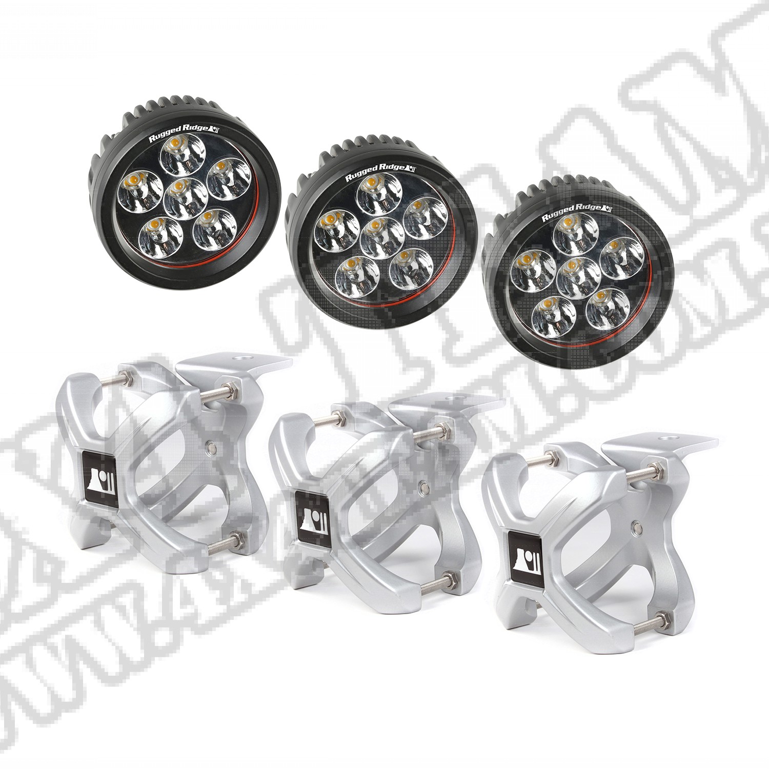 Zestaw uchwyt "X" i lampa LED, 3 szt, srebrny