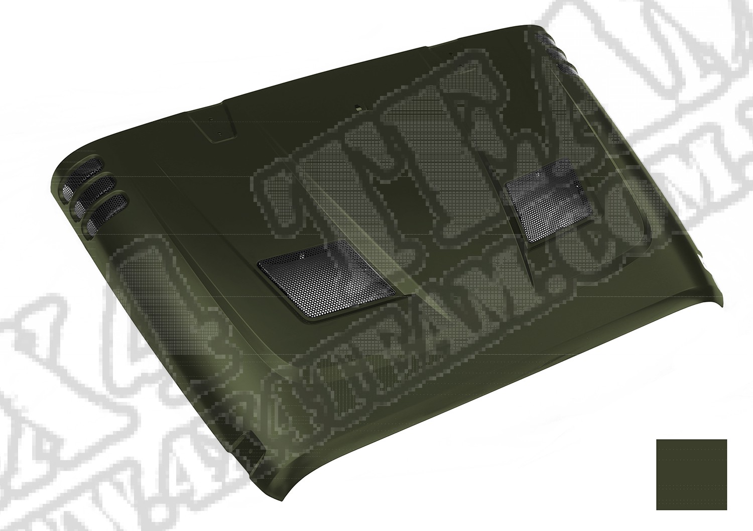 Performance Vented Hood, painted PGJ code. ( Green Metallic) 07-14 JK.
