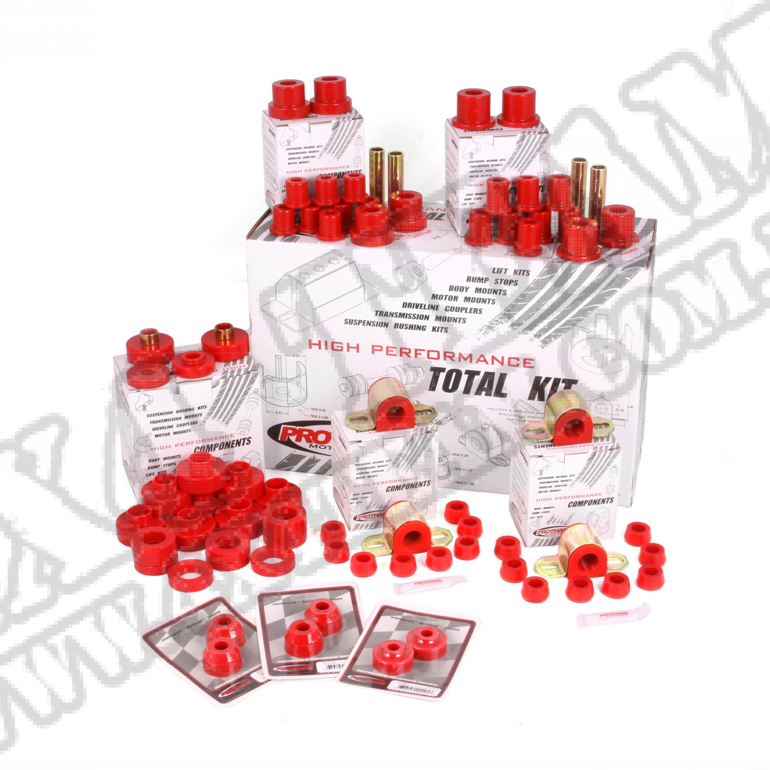 Suspension Bushing Kit, Polyurethane, Red; 76-79 Jeep CJ5/CJ7