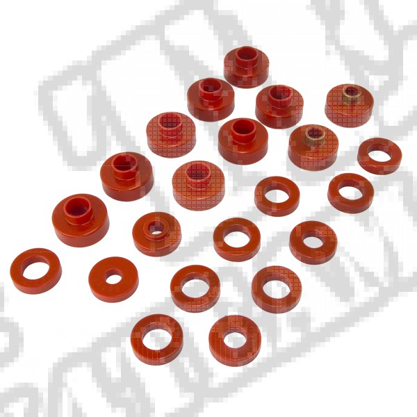 Body Mount Kit, Red, 22 Pieces; 76-79 Jeep CJ5/CJ7