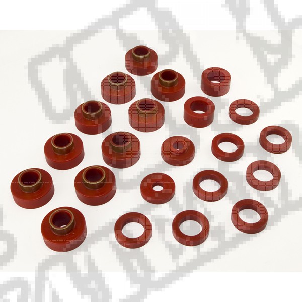 Body Mount Kit, Red, 22 Pieces; 80-86 Jeep CJ7