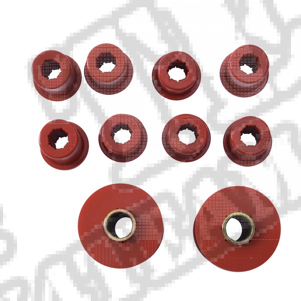 Suspension Leaf Spring Bushing Kit, Rear, Red; 76-86 Jeep CJ5/CJ7/CJ8