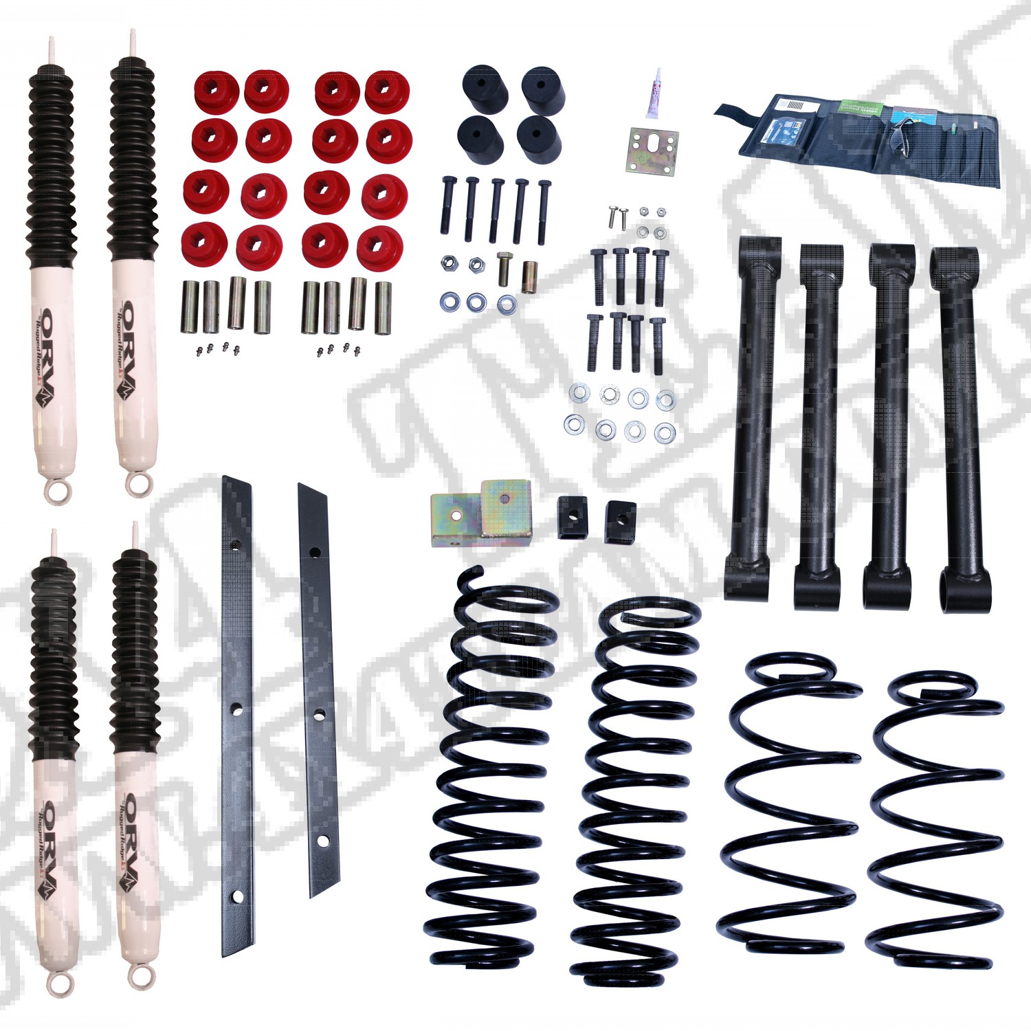 Suspension Lift Kit, 2 Inch, Shocks; 97-02 Jeep Wrangler TJ