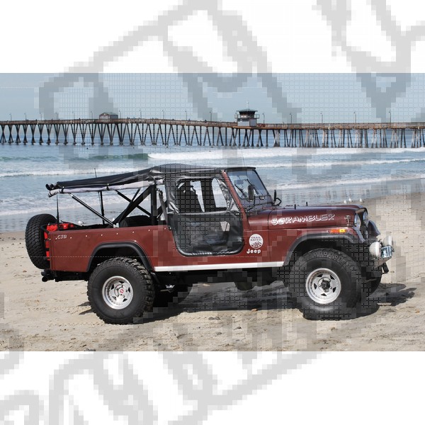 Plandeka ze stelażem Tigertop Czarny 66-73 Jeep Jeepster Commando