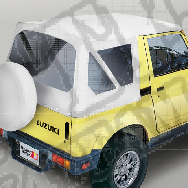 Soft Top, White Denim, Clear Windows; 86-95 Suzuki Samurai