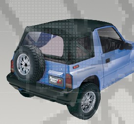 XHD Soft Top, Black Denim, Clear Windows; 88-94 Suzuki Sidekicks