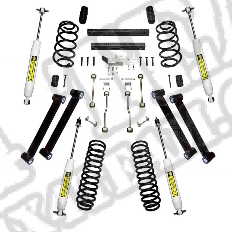 Zestaw liftu zawieszenia, 4 cale, z amortyzatorami; 97-02 Jeep Wrangler TJ
