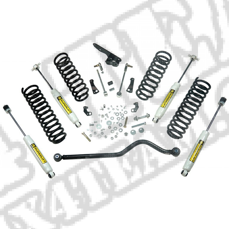 Zestaw liftu zawieszenia, 4 cale, z amortyzatorami; 07-18 Jeep Wrangler JK, 2 drzwiowy